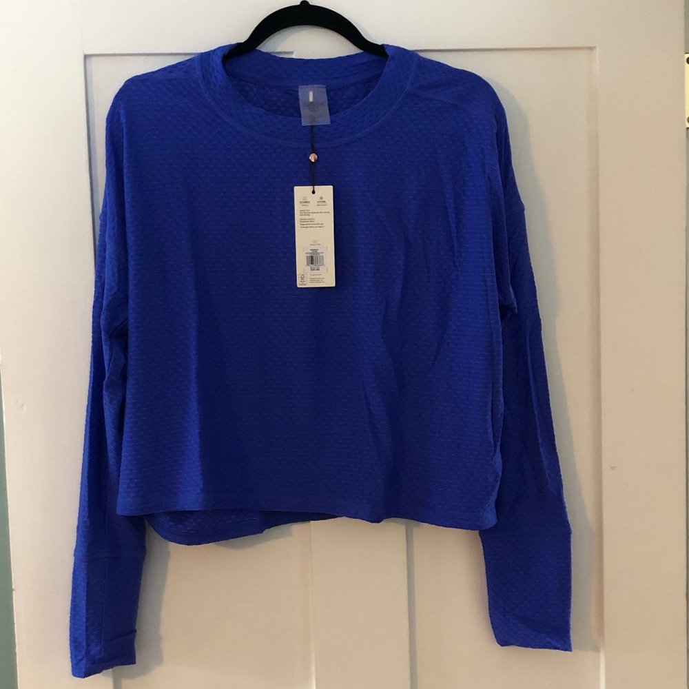 NWT Calia Diamond Mesh Long Sleeve Top -  Lucid Blue - Picture 2 of 4